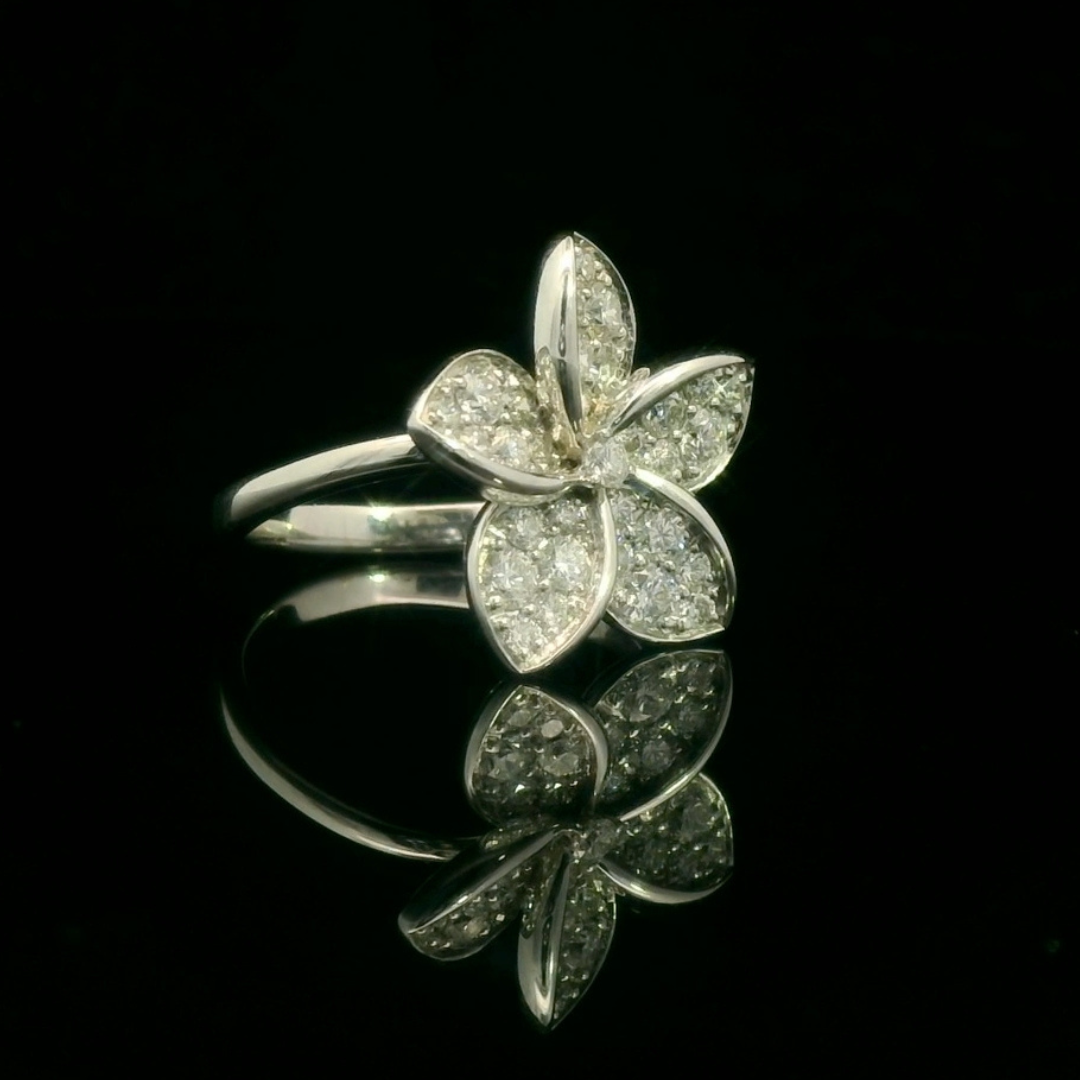 Diamond Flower Ring in 18ct White Gold