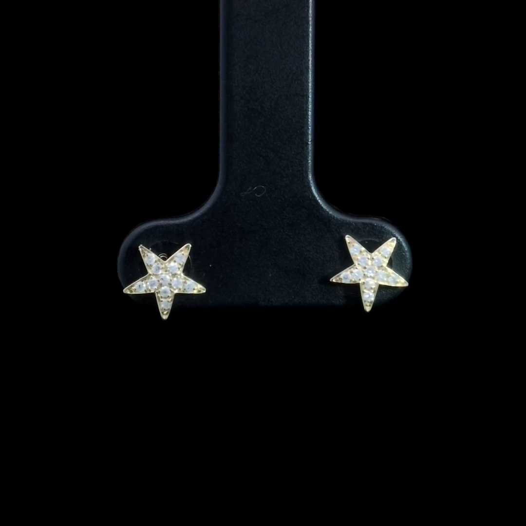 Diamond Star Earrings in 18ct Yellow Gold