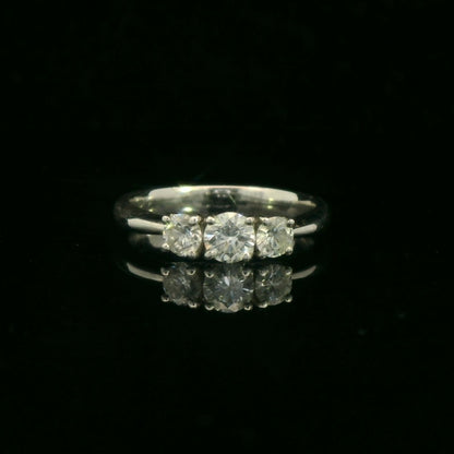 Three Stone Diamond Engagement Ring in White Gold