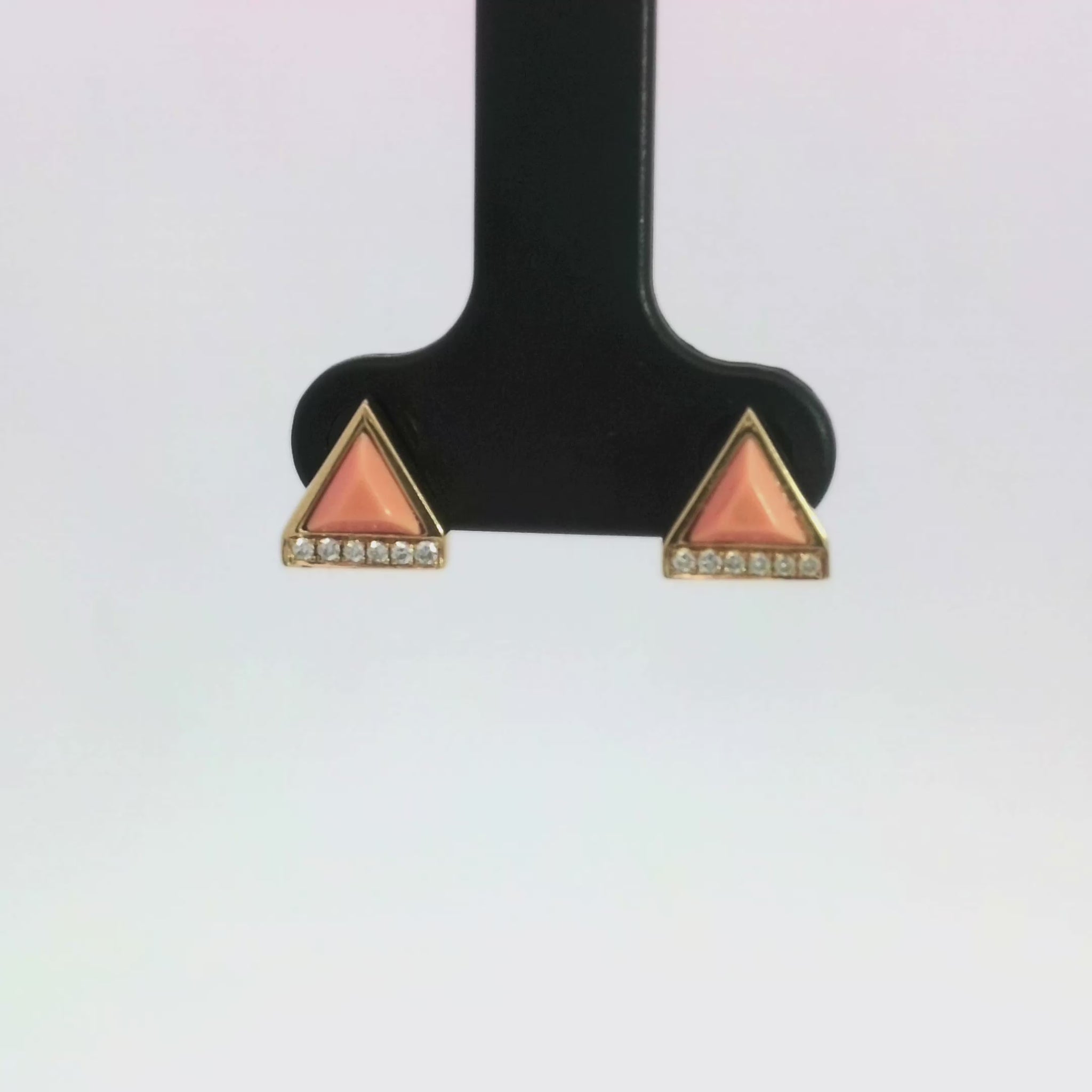 Coral and Diamond Earrings in 18ct Yellow Gold