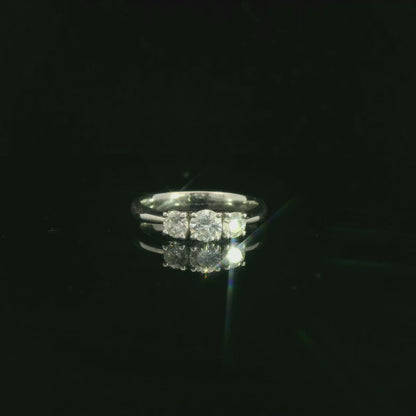 Three Stone Diamond Engagement Ring in White Gold