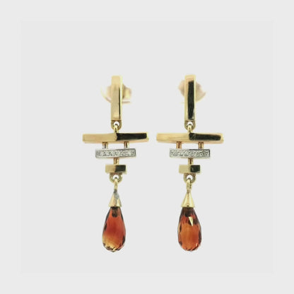 Citrine Diamond Drop Earrings Perth | Earrings Perth | Brinkhaus Jewellers Perth