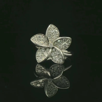 Diamond Flower Ring in 18ct White Gold