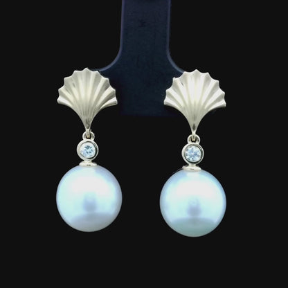 South Sea Pearl Diamond Fan Earrings Perth | Perth Pearl Earrings | Brinkhaus Jewellers