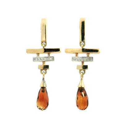 Citrine Diamond Drop Earrings Perth | Earrings Perth | Brinkhaus Jewellers Perth