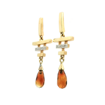 Citrine Diamond Drop Earrings Perth | Earrings Perth | Brinkhaus Jewellers Perth