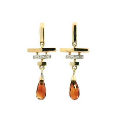 Citrine Diamond Drop Earrings Perth | Earrings Perth | Brinkhaus Jewellers Perth